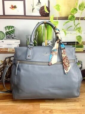 Kate Spade Large Cobble Hill Murphy Crossbody Satchel Bag in Gray Blue